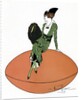 Vintage Illustration of Flapper Sitting on Giant Football by Anonymous