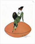 Vintage Illustration of Flapper Sitting on Giant Football by Anonymous