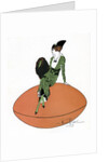 Vintage Illustration of Flapper Sitting on Giant Football by Anonymous