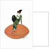 Vintage Illustration of Flapper Sitting on Giant Football by Anonymous