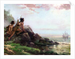 Native Americans Witness the 1609 Discovery of New York's Hudson River by Henry Hudson.