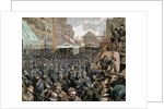Police officers dispersing the strike of employees of Streetcar in New York, 1886 by Anonymous