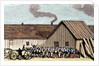Mennonite religious service outside the hut by Anonymous