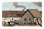 Mennonite religious service outside the hut by Anonymous