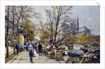 The Rive Gauche, Paris with Notre Dame Beyond by Eugene Galien-Laloue