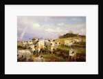 Wild Cattle of Chartley, Chartley Castle Beyond by Henry William Banks Davis