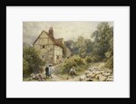Fowl House Farm, Witley, with Children, a Shepherd and a Flock of Sheep Nearby by Myles Birket Foster
