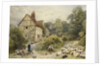 Fowl House Farm, Witley, with Children, a Shepherd and a Flock of Sheep Nearby by Myles Birket Foster