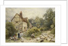 Fowl House Farm, Witley, with Children, a Shepherd and a Flock of Sheep Nearby by Myles Birket Foster