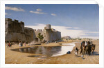 An Arab Caravan outside a Fortified Town by Jean-Leon Gerome