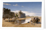 An Arab Caravan outside a Fortified Town by Jean-Leon Gerome