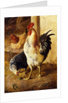 A Cockerel and Chickens in a Farmyard by Federico Jimenez Fernandez