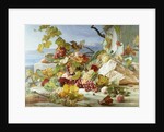 Peaches and Grapes in a Rocky Landscape by Theude Gronland