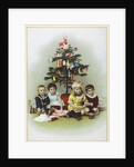 Four children sitting in front of Christmas Tree by Anonymous