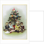 Four children sitting in front of Christmas Tree by Anonymous