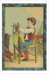 Boy with Hand Puppets by Anonymous