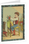 Boy with Hand Puppets by Anonymous