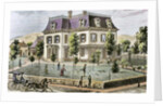 Residential home with the family playing cricket by Anonymous