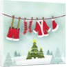 Illustration of santa clothes hanging outside by Anonymous
