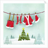 Illustration of santa clothes hanging outside by Anonymous