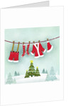 Illustration of santa clothes hanging outside by Anonymous