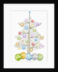 Illustration of Christmas tree and merry Christmas sign by Anonymous