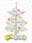 Illustration of Christmas tree and merry Christmas sign by Anonymous