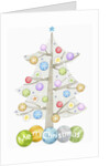 Illustration of Christmas tree and merry Christmas sign by Anonymous