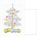 Illustration of Christmas tree and merry Christmas sign by Anonymous