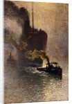 In Tow on the Thames in the Fog by Emile Claus