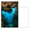 Diver seen through opening in coral reef by Anonymous