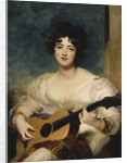 Portrait of Lady Wallscourt, Seated half length, Wearing a White Dress, and a Striped Scarf Across Her Knees, Playing a Guitar by Sir Thomas Lawrence