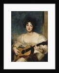 Portrait of Lady Wallscourt, Seated half length, Wearing a White Dress, and a Striped Scarf Across Her Knees, Playing a Guitar by Sir Thomas Lawrence