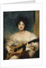 Portrait of Lady Wallscourt, Seated half length, Wearing a White Dress, and a Striped Scarf Across Her Knees, Playing a Guitar by Sir Thomas Lawrence