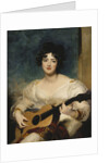 Portrait of Lady Wallscourt, Seated half length, Wearing a White Dress, and a Striped Scarf Across Her Knees, Playing a Guitar by Sir Thomas Lawrence