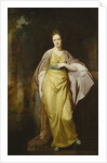 Portrait of Mrs. Ellen Morewood, standing full length, in a Yellow Dress by George Romney