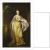 Portrait of Mrs. Ellen Morewood, standing full length, in a Yellow Dress by George Romney