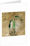 Satellite view of the Aral Sea in 2005, with the 1960 shoreline super-imposed by Anonymous
