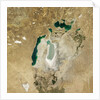 Satellite view of the Aral Sea in 2008, with the 1960 shoreline super-imposed by Anonymous