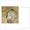 Satellite view of the Aral Sea in 2008, with the 1960 shoreline super-imposed by Anonymous