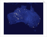 Composite view showing night lights and wildfires in Australia by Anonymous