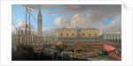 The Bucintoro Departing from the Bacino di San Marco on the Grand Canal, Venice by Luca Carlevarijs