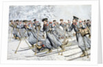 Russian Soldiers Transport Injured on Skies Russo-Japanese War ( by Anonymous