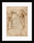Two Nude Studies of a Man Storming Forward and Another Turning to the Right (verso) by Michelangelo