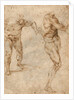Two Nude Studies of a Man Storming Forward and Another Turning to the Right (verso) by Michelangelo