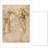 Two Nude Studies of a Man Storming Forward and Another Turning to the Right (verso) by Michelangelo