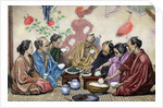 Japanese family eating by Anonymous