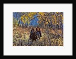 Cowgirl and cowboy riding together by Anonymous