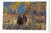 Cowgirl and cowboy riding together by Anonymous
