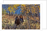 Cowgirl and cowboy riding together by Anonymous